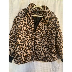 Marc New York Women Medium Puffy Animal Print Coat Winter Cold Ski
